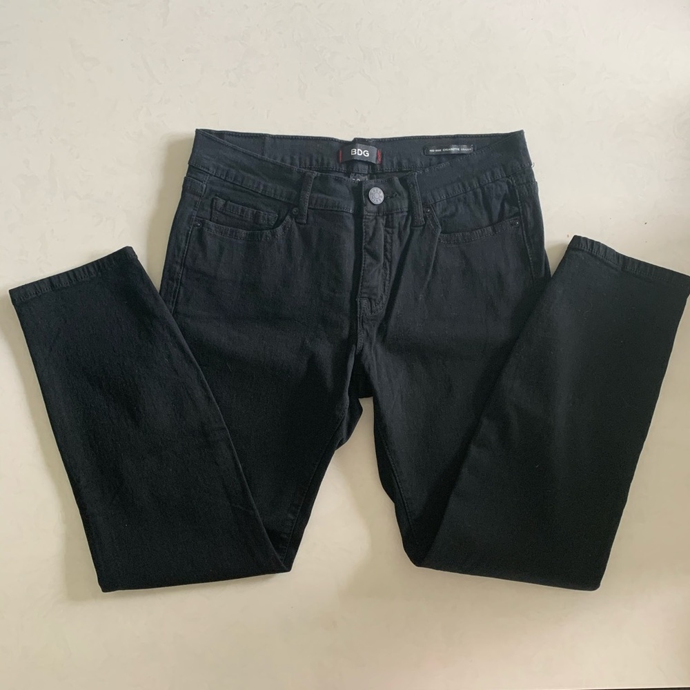 BDG Mid Rise Cigarette Grazer Black Jeans